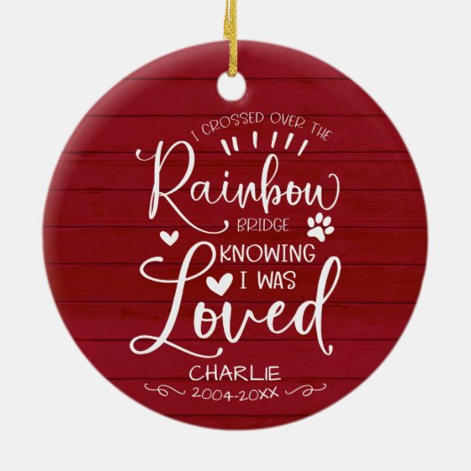 素朴な農家の猫または犬のペット追悼記念品 セラミックオーナメント (裏面)