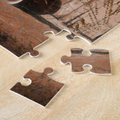 素朴な農家の納屋とヴィンテージカー ジグソーパズル (側面)