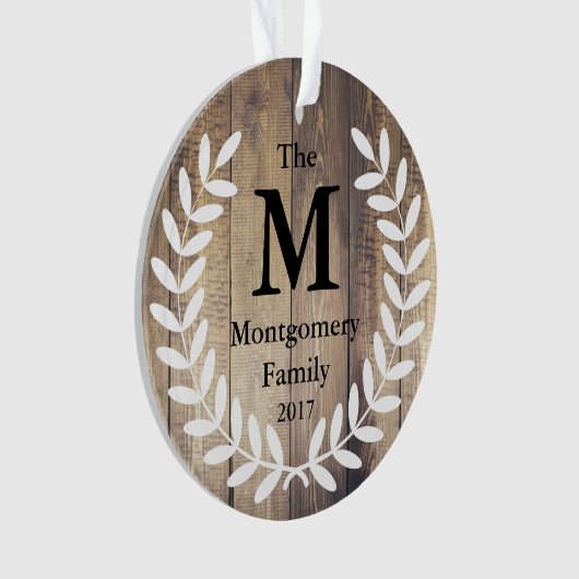 素朴な農家の納屋の木製の家族写真 オーナメント (正面)