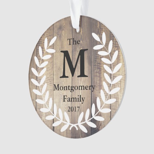 素朴な農家の納屋の木製の家族写真 オーナメント (正面)