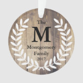 素朴な農家の納屋の木製の家族写真 オーナメント (正面)