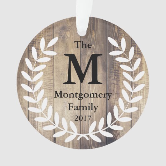 素朴な農家の納屋の木製の家族写真 オーナメント (正面)