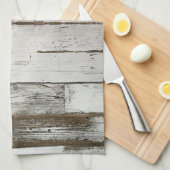 素朴な農家の納屋ベージュ灰色の白い木目 キッチンタオル (四つ折り)