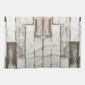 素朴な農家の納屋ベージュ灰色の白い木目 キッチンタオル (横)