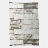 素朴な農家の納屋ベージュ灰色の白い木目 キッチンタオル (縦)