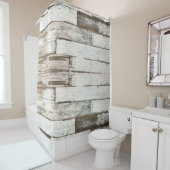 素朴な農家の納屋ベージュ灰色の白い木目 シャワーカーテン (インサイチュ)