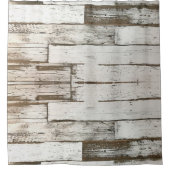 素朴な農家の納屋ベージュ灰色の白い木目 シャワーカーテン (正面)