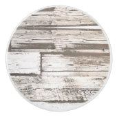 素朴な農家の納屋ベージュ灰色の白い木目 セラミックノブ (正面)