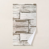 素朴な農家の納屋ベージュ灰色の白い木目 バスタオルセット (ハンドタオル)