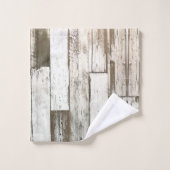 素朴な農家の納屋ベージュ灰色の白い木目 バスタオルセット (ウォッシュタオル)