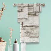 素朴な農家の納屋ベージュ灰色の白い木目 バスタオルセット