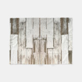 素朴な農家の納屋ベージュ灰色の白い木目 フリースブランケット (正面(横))