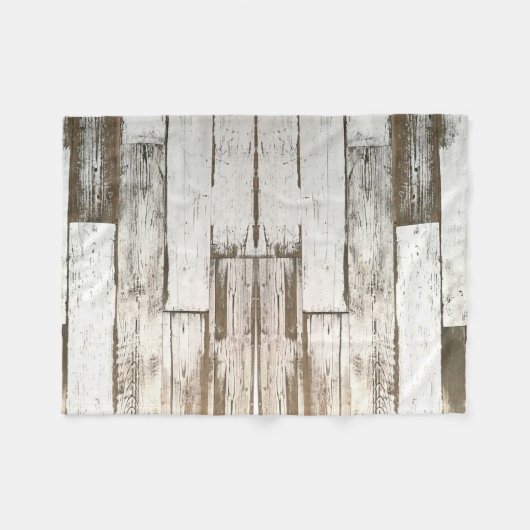 素朴な農家の納屋ベージュ灰色の白い木目 フリースブランケット (正面(横))