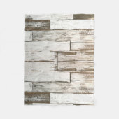 素朴な農家の納屋ベージュ灰色の白い木目 フリースブランケット (正面)