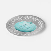 素朴な農家の青いカボチャ及びリース ペーパープレート (アングル)