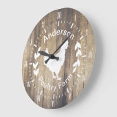 素朴な農家の養鶏場の雌鶏及び姓 ラージ壁時計 (傾斜)