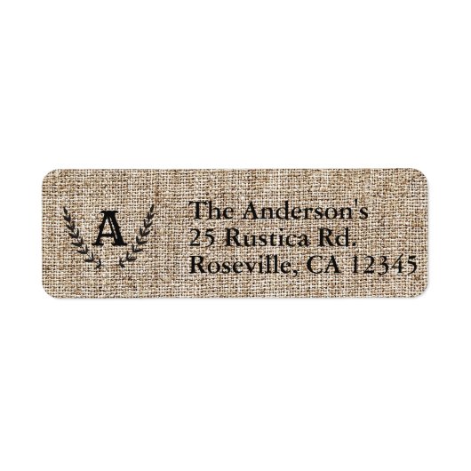 素朴な農家の麻と黒の植物ラウレル ラベル (正面)