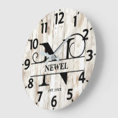 素朴な農家のNモノグラム ラージ壁時計 (傾斜)