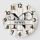 素朴な農家のNモノグラム ラージ壁時計 (正面)