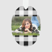 素朴な農家シックな黒と白の格子柄 オーナメント (正面)