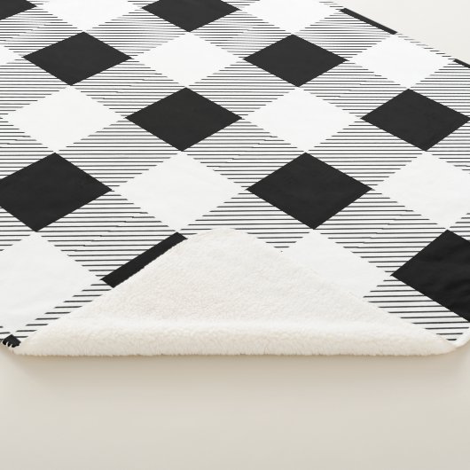 素朴な農家シックな黒と白の格子柄 シェルパブランケット (3/4)