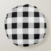 素朴な農家シックな黒と白の格子柄 ラウンドクッション (裏面)