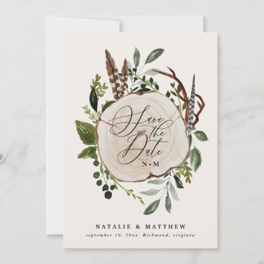 素朴な農家スタイルのエレガントな秋のウェディング セーブザデート (正面)