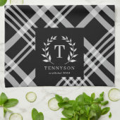 素朴な農家スタイルのファミリー名前のモノグラムリース キッチンタオル (折り畳み)