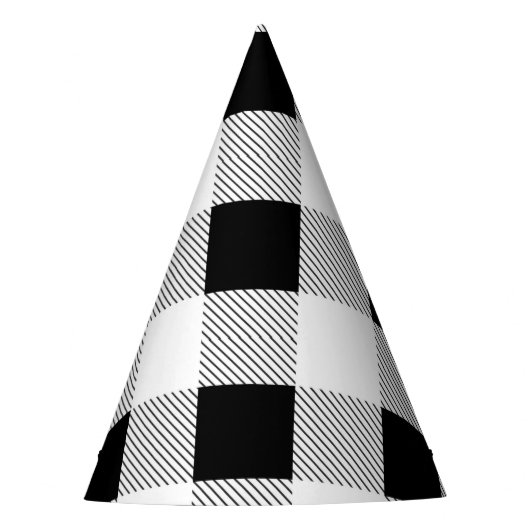 素朴な農家スタイルのブラックアンドホワイトのバイソン柄パーティー パーティーハット (正面)