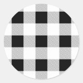 素朴な農家スタイルのブラックアンドホワイトのバイソン柄パーティー ラウンドシール (正面)