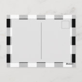 素朴な農家スタイルのブラック＆ホワイトのバイソン柄パーティー ポストカード (裏面)