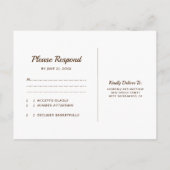 素朴な農村の納屋の木の結婚式の出欠確認 インビテーションポストカード (裏面)