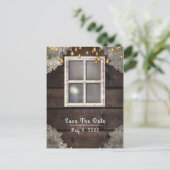 素朴な農村の納屋の窓の明かり 保存の日付 案内ポストカード (スタンド正面)