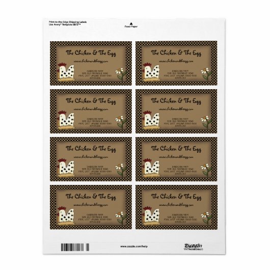 素朴な農村の鶏のデザインラベル クラフトスタイル ラベル (フルシート)