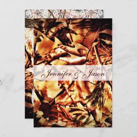 素朴な迷彩柄のカムフラージュのレースの結婚式招待状 招待状 (正面/裏面)