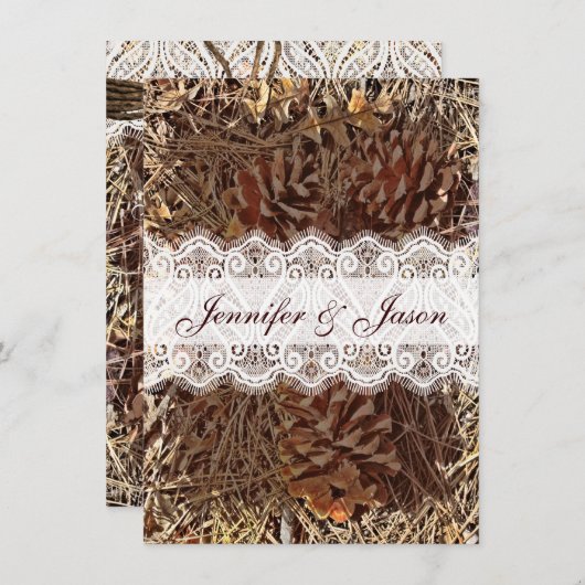 素朴な迷彩柄のカムフラージュのレースの結婚式招待状 招待状 (正面/裏面)