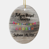 素朴な選ばれた-採用される-旗のカスタムの名前日付 セラミックオーナメント (右)