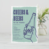 素朴な都会の落書き チェアーズ＆ビア 大人の誕生日 招待状 (スタンド正面)