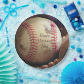 素朴な野球のハッピーバースデーの名札 ペーパープレート (パーティー)
