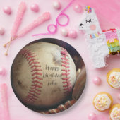 素朴な野球のハッピーバースデーの名札 ペーパープレート (パーティー)