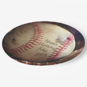 素朴な野球のハッピーバースデーの名札 ペーパープレート (アングル)