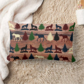 素朴な野生のアメリカヘラジカのオオカミの荒野山の小屋 ランバークッション (ブランケット)