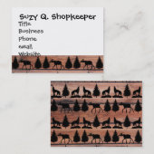 素朴な野生のアメリカヘラジカのオオカミの荒野山の小屋 名刺 (正面/裏面)