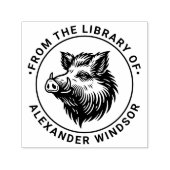 素朴な野生のイノシシの頭のライブラリの本の名前 セルフインキングスタンプ (デザイン)