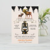 素朴な野生のムースの赤ちゃん男の子のシャワー 招待状 (スタンド正面)