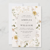 素朴な野生の花のフレーム ウェディング招待状 招待状 (正面)