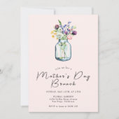 素朴な野生の花のメイソンジャー母の日の朝食 招待状 (正面)