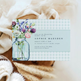 素朴な野生の花のメイソンジャー ピクニック ベビーシャワー 招待状