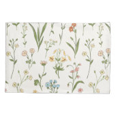 素朴な野生の花の草原 手描き 多彩 枕カバー (裏面)