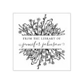 素朴な野生の花 エレガントで幻想的な図書館の本 ラバースタンプ (インプリント)